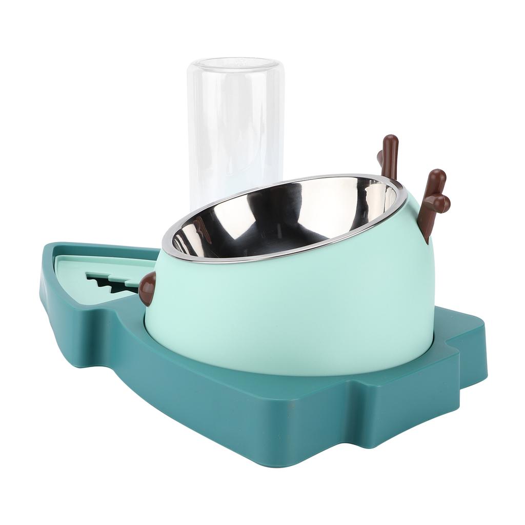 Futterspender und automatische Wasserspender-Set für kleine und mittelgroße Haustiere mit abnehmbarem Edelstahlnapf Agate Green