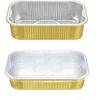 10pcs Golden Aluminum Foil Pans with 10pcs Chear Lids & Handles Heavy Duty Aluminum Pans Disposable Foil Pans Containers