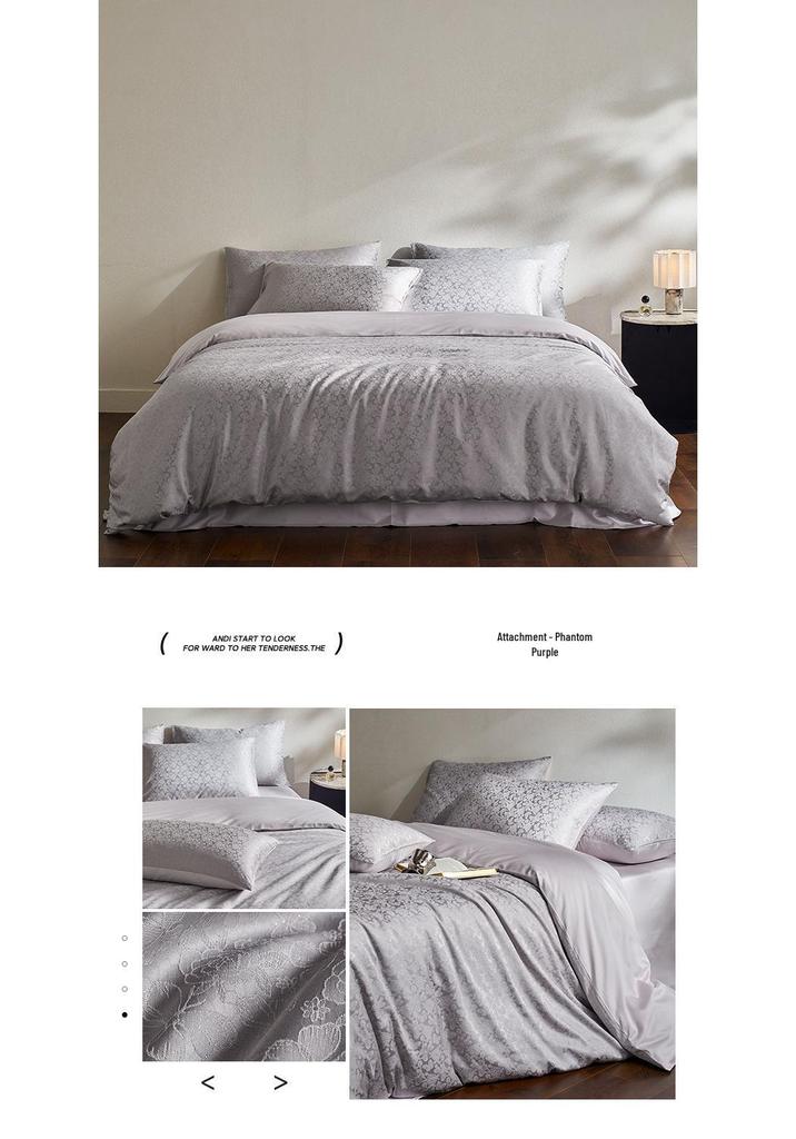 Luxurious Cotton Jacquard 4-Piece Bedding Set: High-Density, Skin-Friendly, Breathable, All-Season Sheets