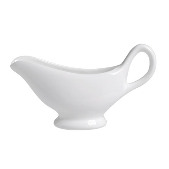 White Ceramic Gravy Boat Sauce Server with Large Pour Spout Non-Slip Bottom Gravy Dispenser for Gravy Salad Dressings