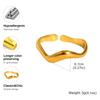 Stainless Steel Wave Ring Adjustable, Open Brand Stainless Steel Geometric Ring for Women, Trendy Statement Jewelry
