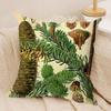 Retro Pinecones Plants Cushion Cover Silky Short Plush Invisible Zipper Dustproof Sofa Pillow Case For Home Decor