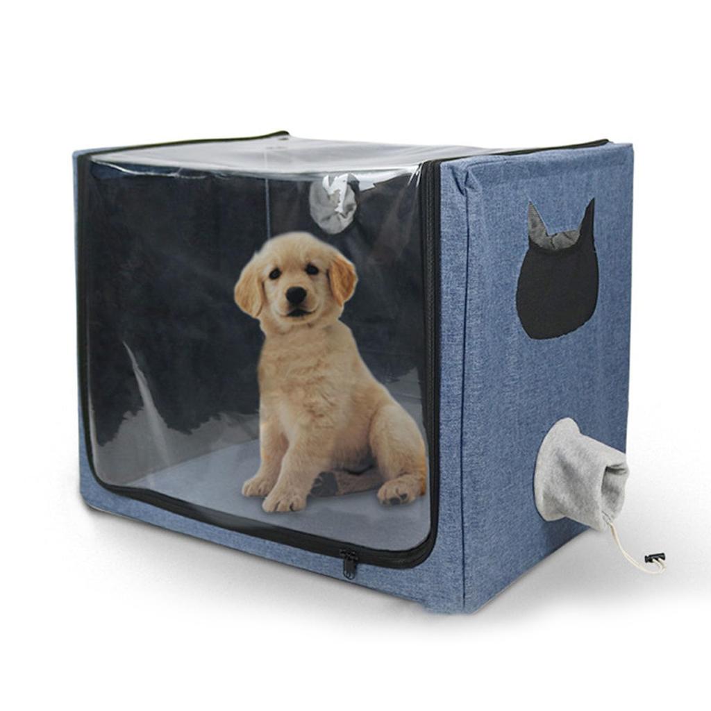 Nebulizer Dog Tent, Spacious Foldable Pet Nebulizer Nest with Double Holes, Multi-functional Dog Crate for Home Pet Hospital