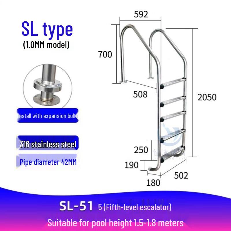WEZHO 4-Step Stainless Steel Swimming Pool Ladder