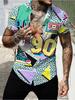 Men'S Casual Printed Short Sleeve Shirt, Made of Polyester (Terylene), Mixed Color, Multiple Specifications Available, Trendy Design, Suitable for