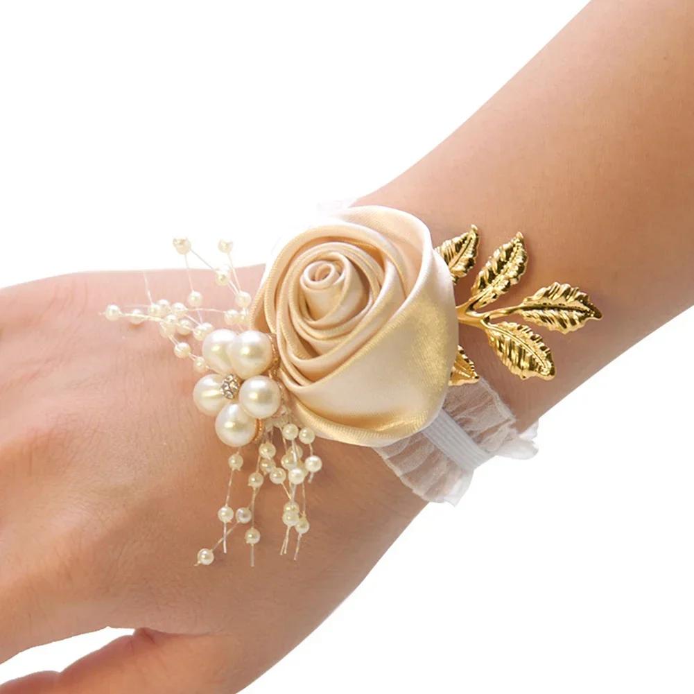 Wedding Flowers Wrist Flowers Garlands Wedding Supplies Dark Pink Light Grey Light Pink Pink Rose 7*7cm Champagne