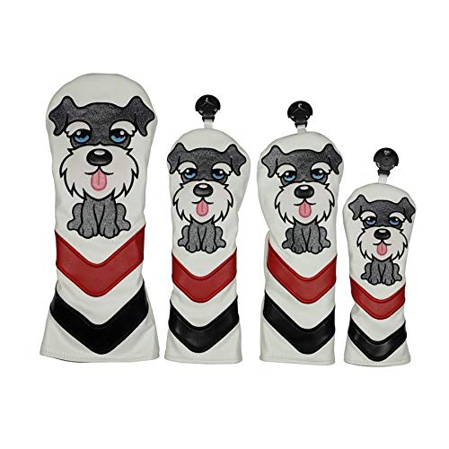 

4-Piece Golf Headcover Set (Driver/Wood/Utility/UT) with Waterproof, Premium PU Leather