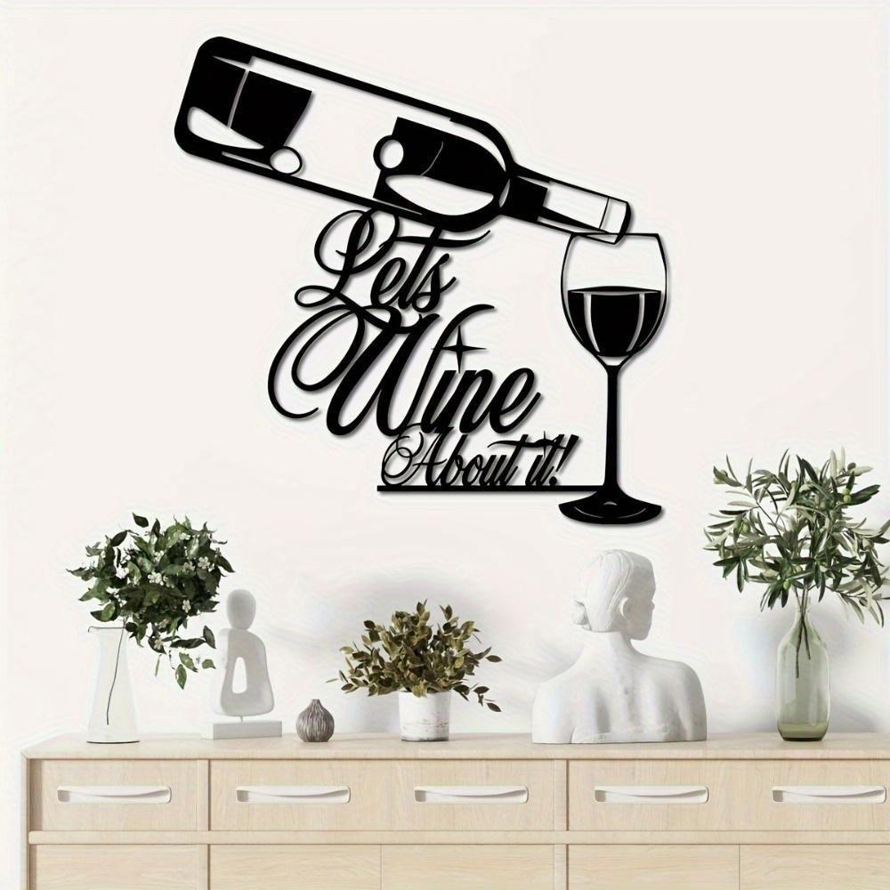 Metal Wine Wall Art Square Sign with Glasses Housewarming Gift for Patio Balcony Indoor Outdoor Decor
