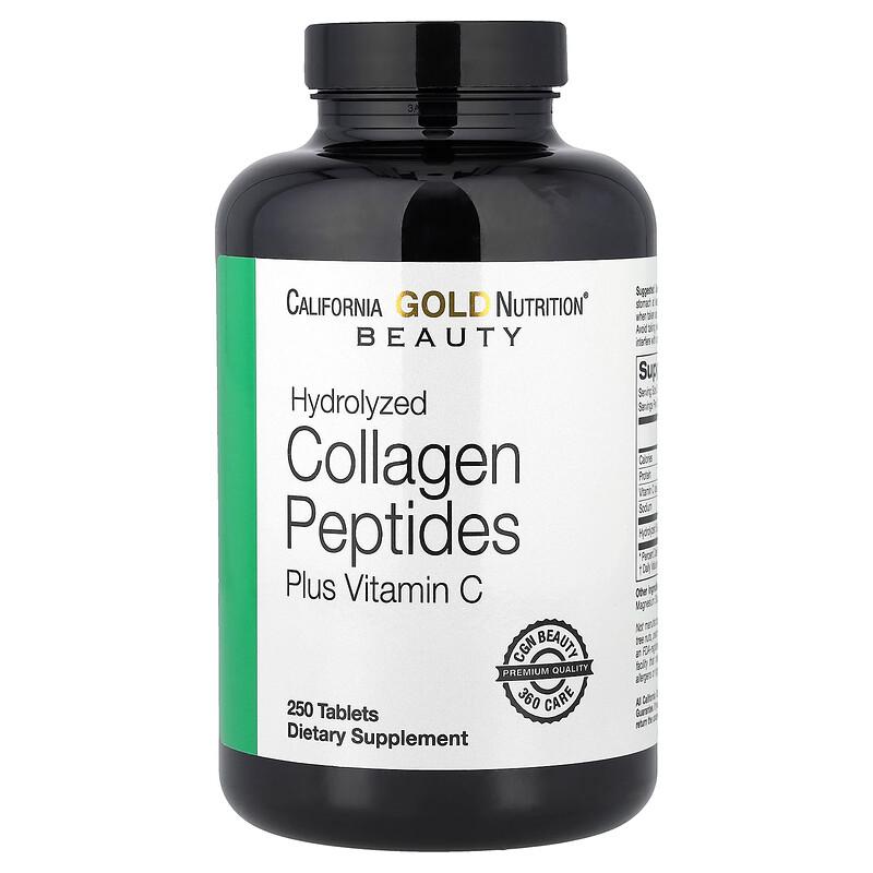 Hydrolyzed Collagen Peptides, Type I & III, and Vitamin C, 250 Tablets