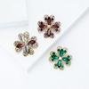 Stylish Rhinestone Hollow Four Leaf Clover Brooches for Women Plant Pin Event Party Backpack Decoration Clothes Accessories