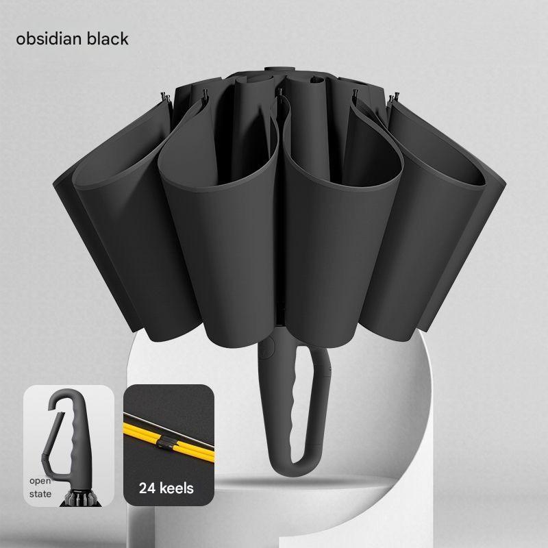 

Fully automatic buckle reverse portable extra-large folding umbrella For sunny and rainy days enlarged thickened reinforced umbr чёрный