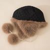 Women's Winter Fluffy Lei Feng Hat with Raccoon Tail and Faux Fur Ear Flaps