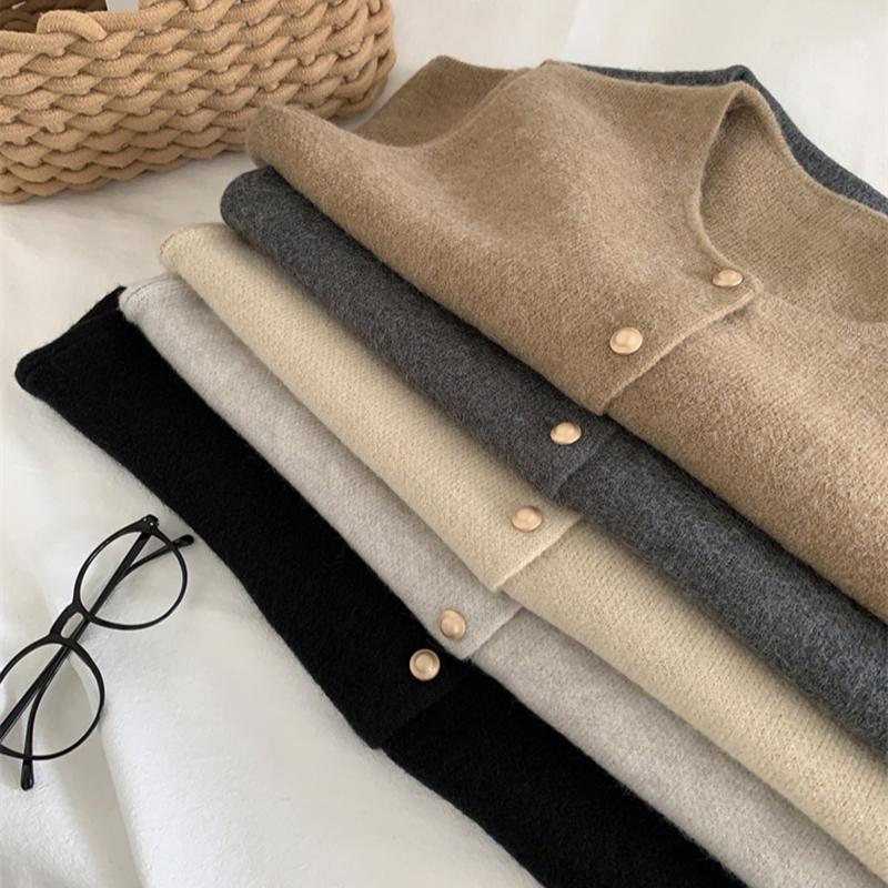 Podzimní dámský kardigan Korejský elegantní pletený bez rukávů Dámský ležérní svetr Tílka Módní Nový Slim Dámské ležérní topy