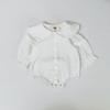 Korean Style Baby Girl Long Sleeve Lace Collar Footed Bodysuit Jumpsuit Romper