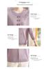 Chic Plus Size Round Neck Sweater for Middle-Aged Women - Comfortable 3/4 Sleeve Knitwear