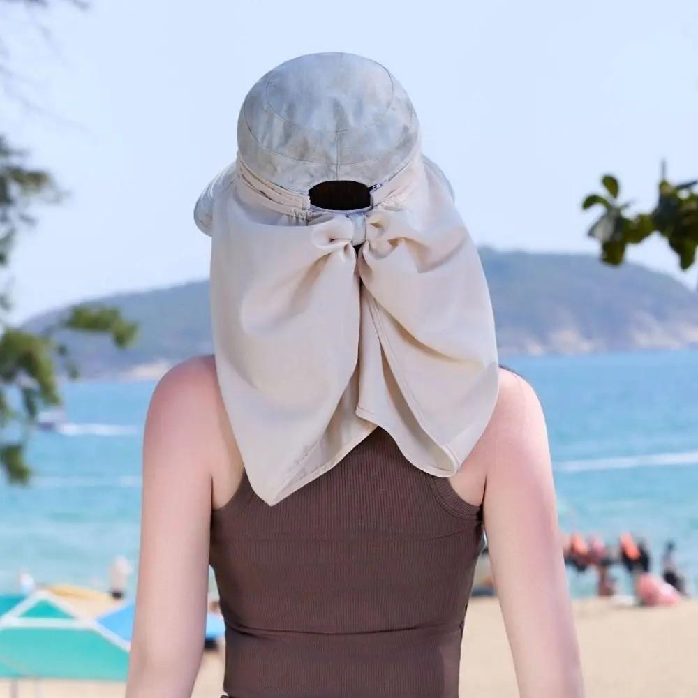 Portable Adjustable Fisherman Hat Uv Protection Solid Color Sunshade Sun Hat Mask Hat Summer