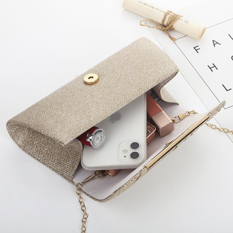 Elegant Sequin Pleated Evening Bag - Women's Chain Shoulder Party Purse