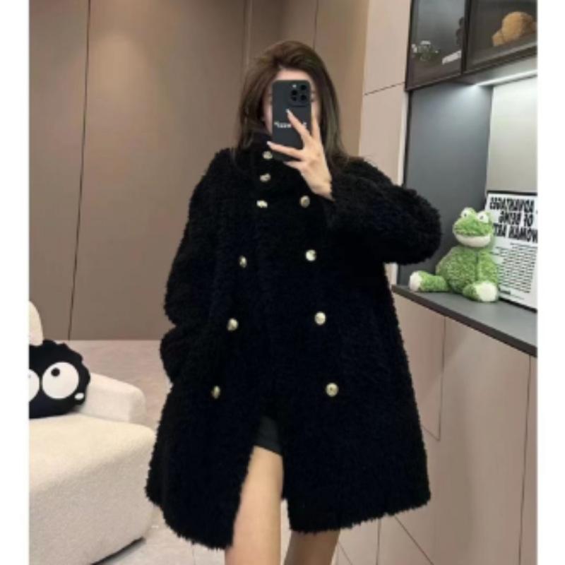 

Medium and long fur coat women s popular new autumn and winter fashion medium and long top cotton clothes L recommends 125-72.5 kg