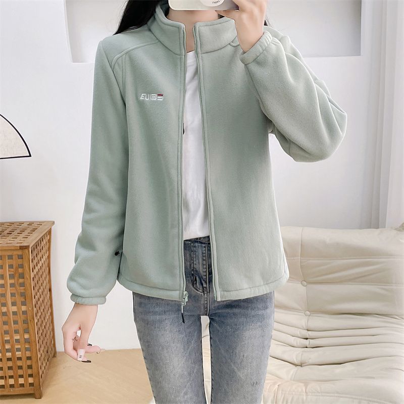 Women's Thickened Fleece Outerwear: Wind-Resistant and Cozy High-Neck Athletic Casual Jackets for Spring & Autumn Outdoors