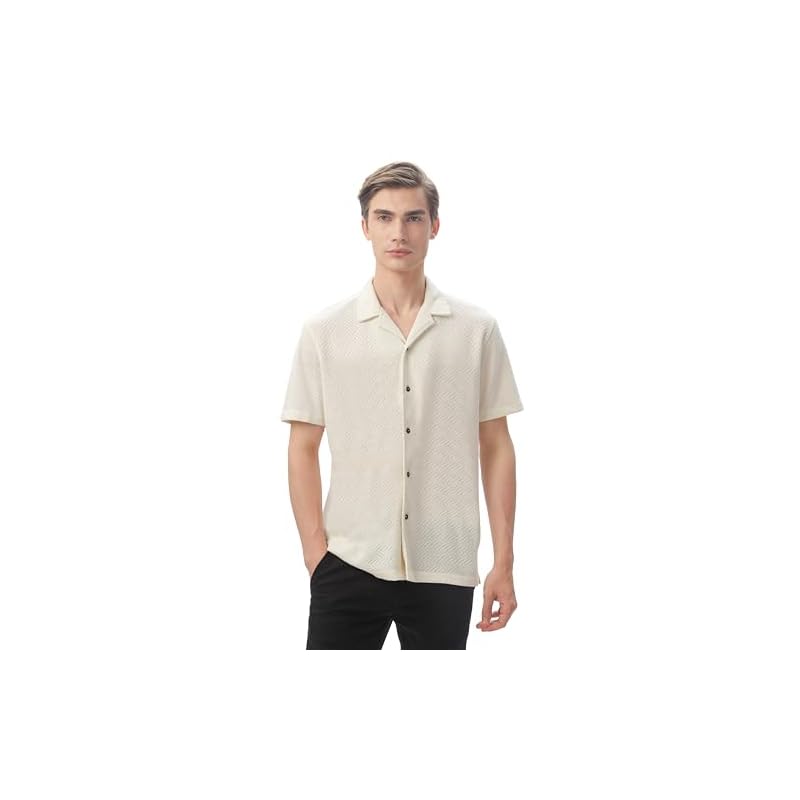 FYLTR Men's Regular Fit Knit Shirt (FYLSS24MKS-301_Vanilla Bean M)