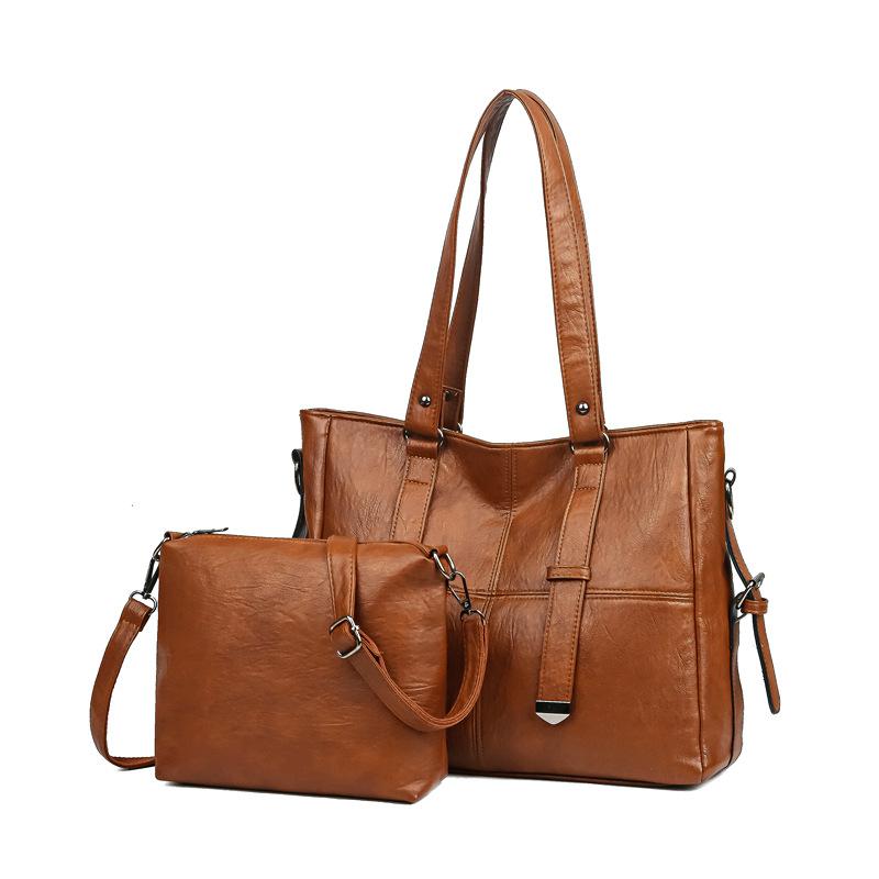 

Комплект из двух сумок женская сумка-тоут для поездок на работу большая вместительная сумка для мамы сумка через плечо коричневый