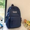 Student Einfarbig Schultasche Damen College-Stil Rucksack Buchstaben Große Kapazität Rucksack