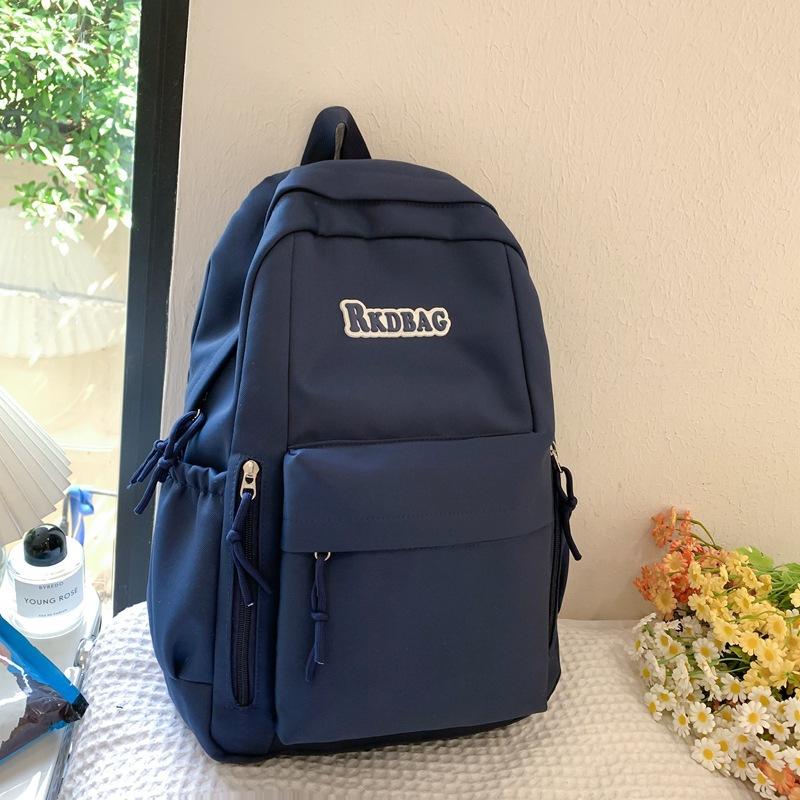 Student Solid Color Schoolbag Women's College Style Backpack Letter Large Capacity Backpack