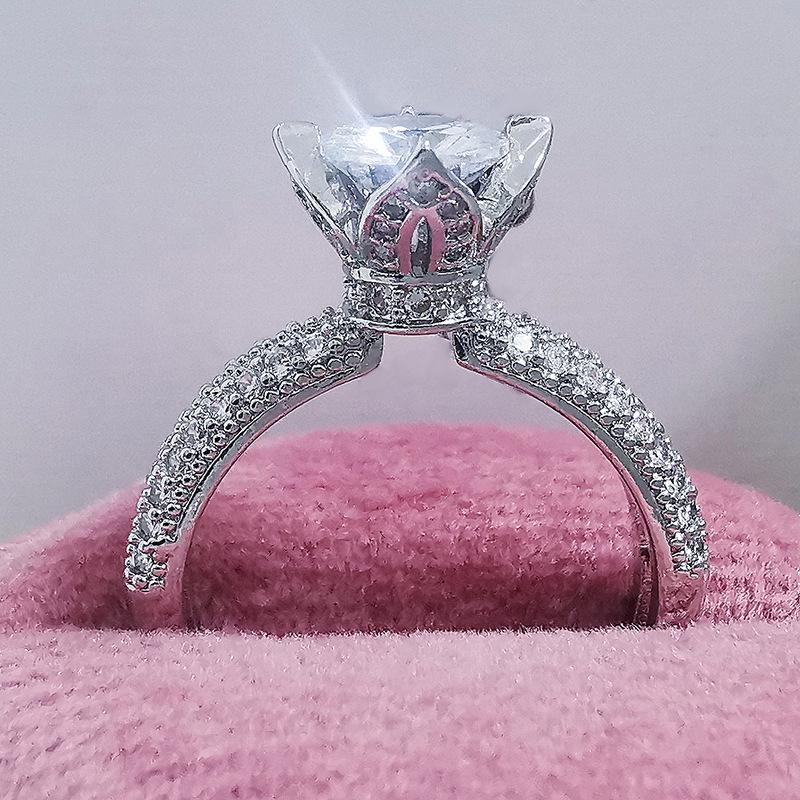 

Винтажное цветочное помолвочное кольцо Shein, Женское, Полностью бриллиантовое, Стиль R4417 Size 10 белый