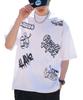 WEGO Short Sleeve Set with Rough and Grungy Graphic Summer Size White Men's T-Shirt (2 Pieces) Accessories, T-Shirt, Clothing, Streetwear, M,