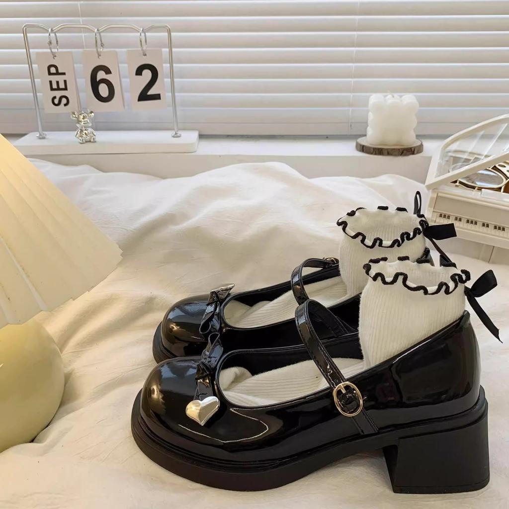 French small fragrant style Mary Jane small leather shoes women's spring 2025 new girl bow height and thinness single shoes