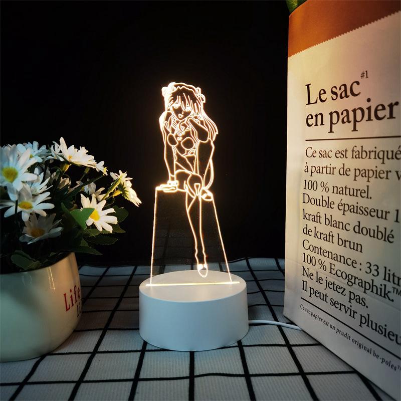Lumină de noapte LED Neon Genesis Evangelion: Figura colorată din acrilic 3D cu telecomandă la atingere