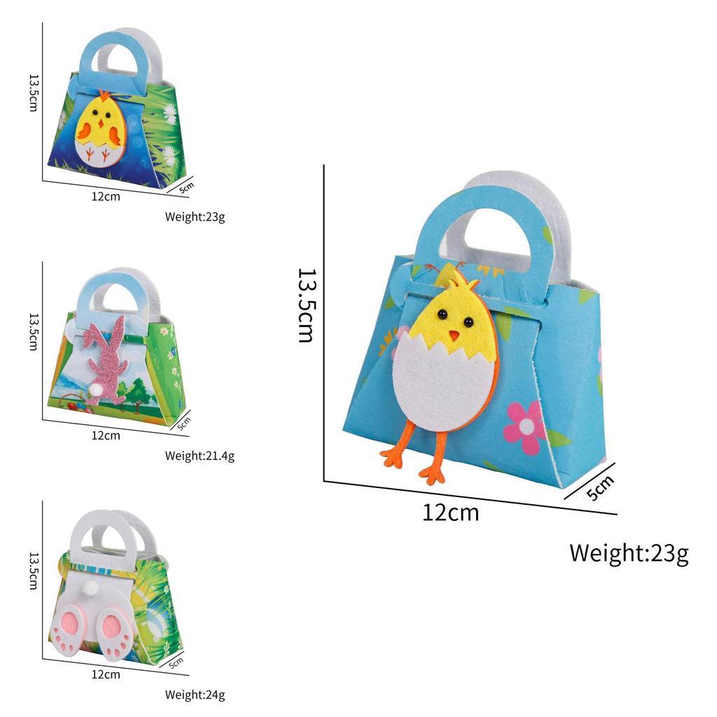 Delightful Easter Felt Carry Bags With Bunny And Chick Patterns Ideal For Candy And Gift Storage