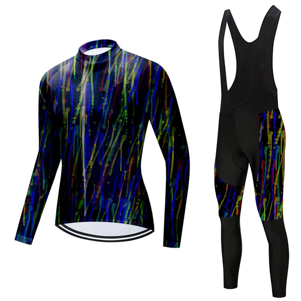 Set Long Sleeve Top Strap Pants Cycling Suit 2026 Autumn Breathable Cycling Suit Set