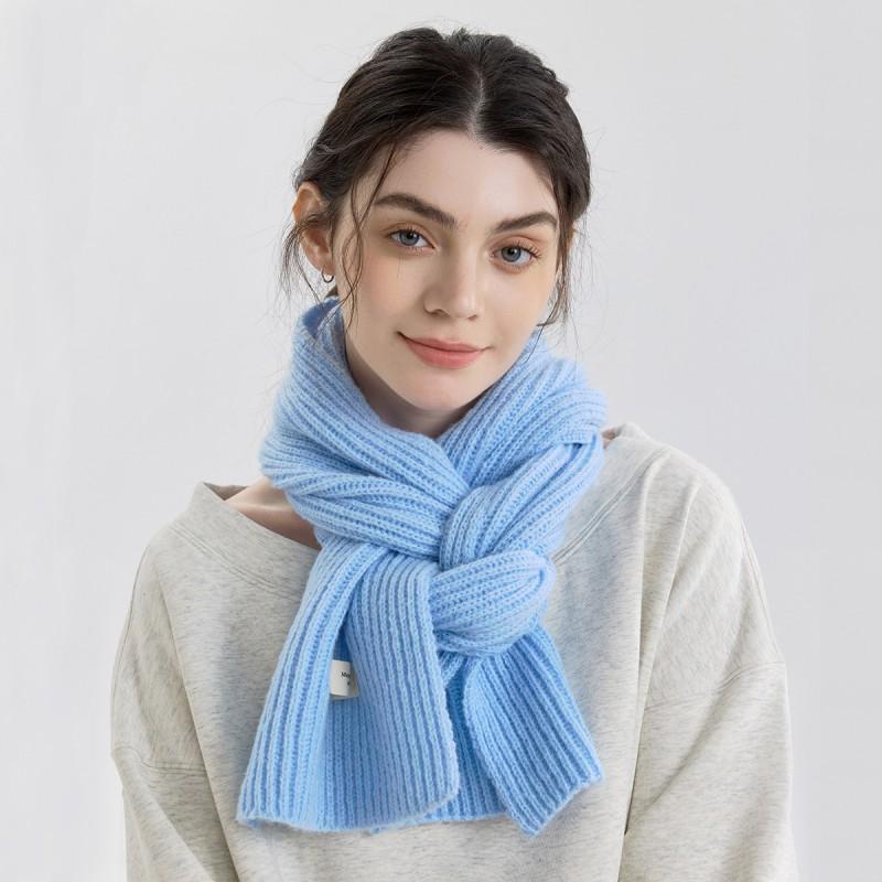 Minimalist Solid Color Knit Scarf Women Men Winter Warm Lightweight Unisex Neck Warmer Fashionable Everyday Accessory