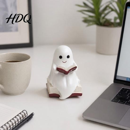 Portable Night Light No Cords Halloween Ghost Light Resin Spooky Table Lamp for Bedroom Shelf Mysterious Elegant Decor Warm Amber Purple Glow Gothic