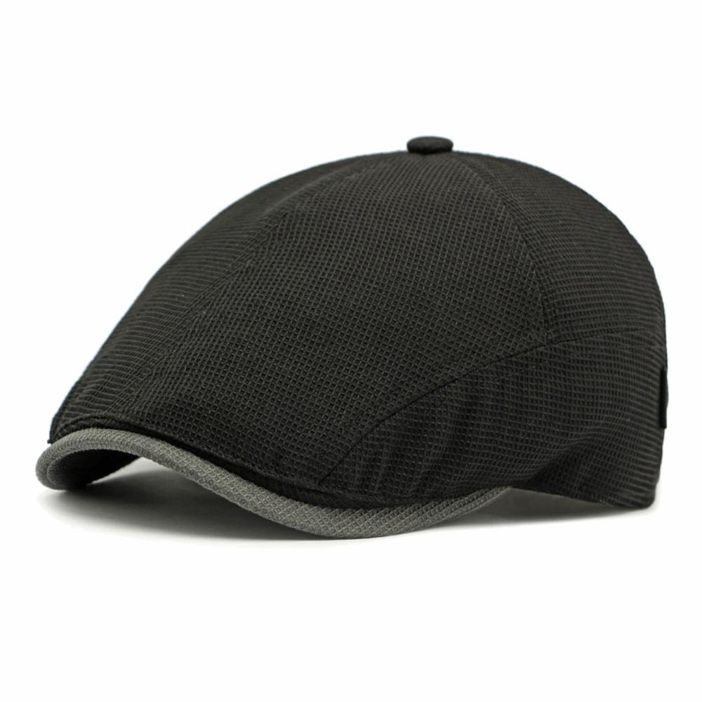 Casual Vintage Style Newsboy Caps Solid Color Breathable Peaked Cap Adjustable Mesh Beret Hats Spring Summer For Men And Women