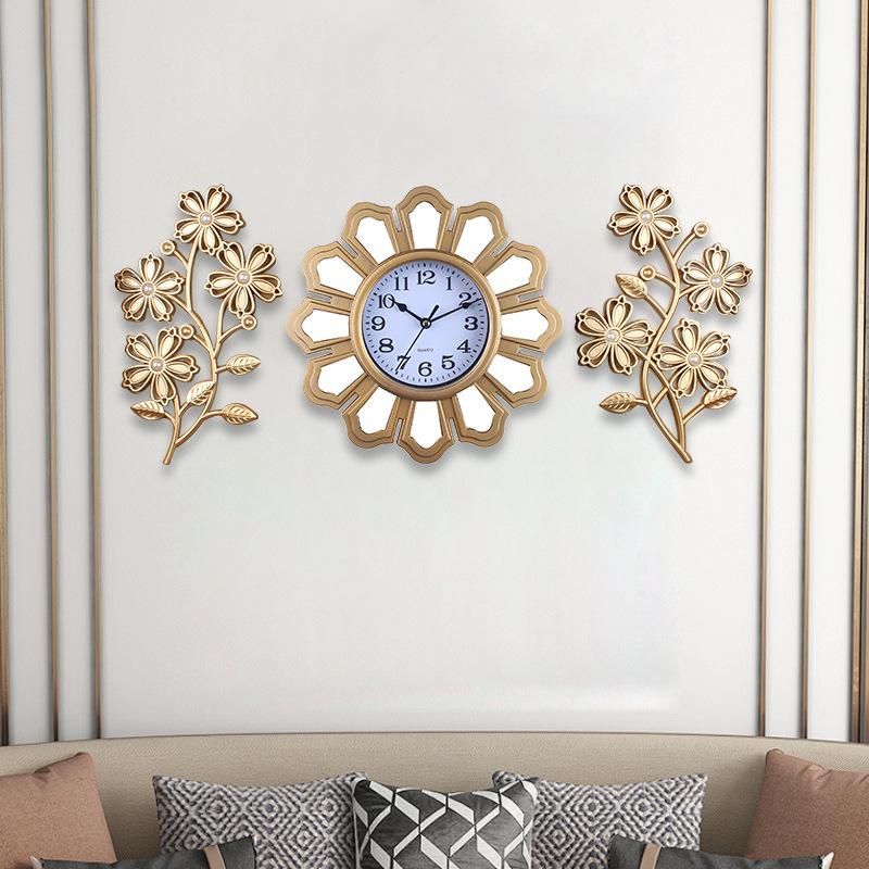 New Three-piece Clock Set, Living Room Wall Clock, Light Luxury Clock, Silent Home Wall Clock, Porch Pendant, Chinese Style