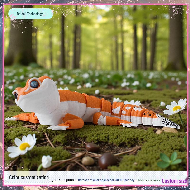 3D Printed Jointed Leopard Gecko Action Figure Model Toy