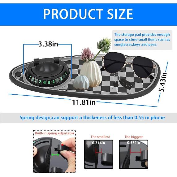 Multifunction Car Anti-Slip Mat Phone Holder, Car Phone Mount, Multifunction Anti Slip Mat Mobile Phone Holder for Car Dashboard, with Temporary