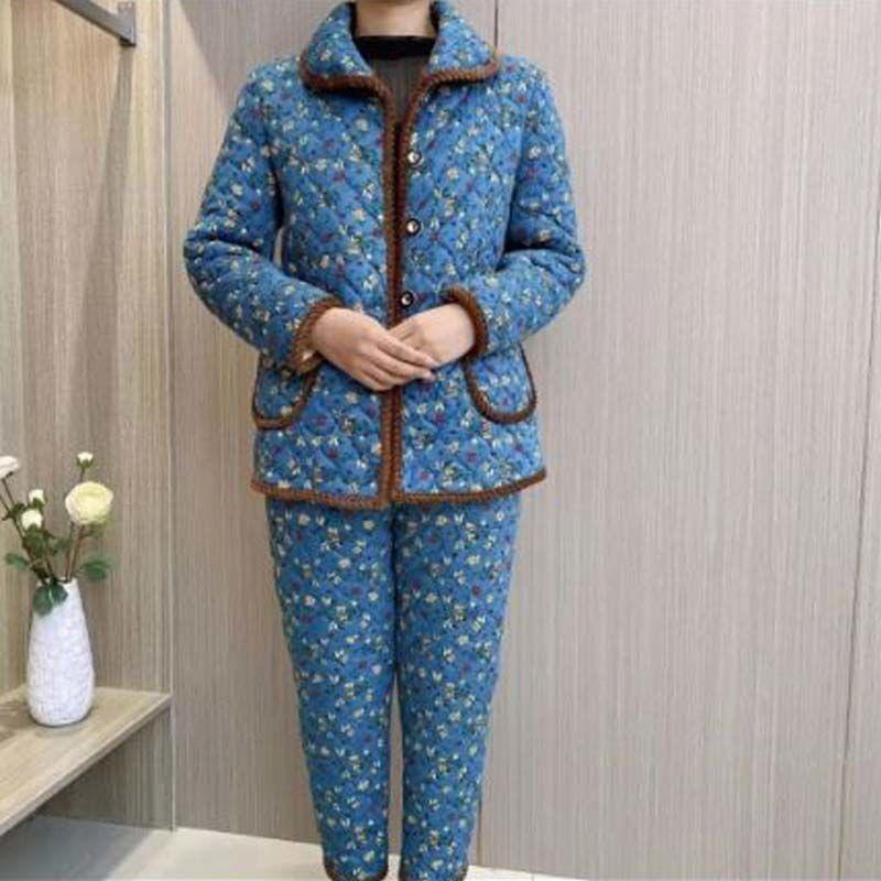Women's Winter Thickened Warm Pajama Set Plush Long Sleeve Sleepwear Velvet Home Set Clothes  Plus Size