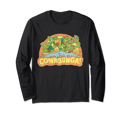 Teenage Mutant Ninja Turtles Gang Retro Kaura Bunga Long Sleeve T-Shirt