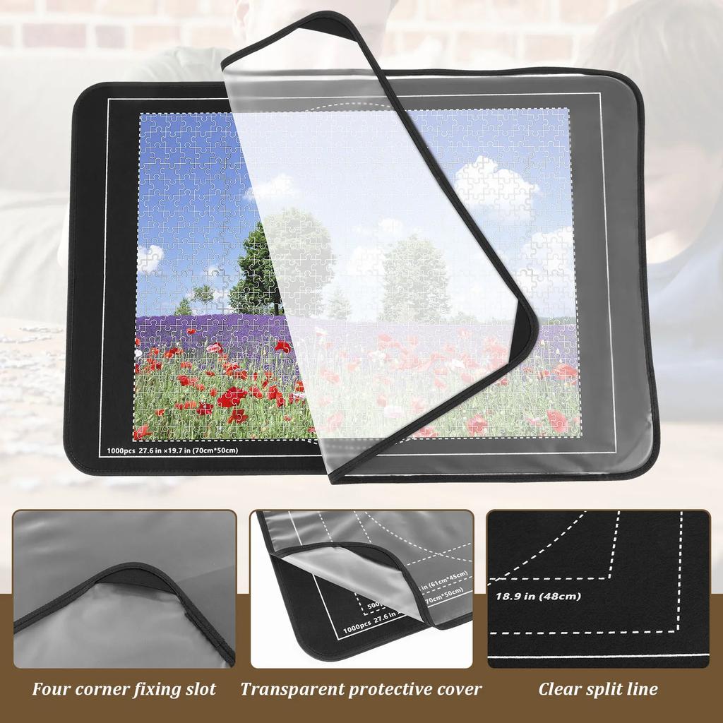 Puzzle Board Mat Set Easy to Store Versatile Jigsaw Board with Sorting Tray Sturdy Dust Proof Puzzle Sorting Tray for Your Kids