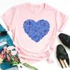 Heart Music Note Pink Print Women T Shirt Short Sleeve O Neck Loose Women Tshirt Ladies Tee Shirt Tops Clothes Camisetas Mujer