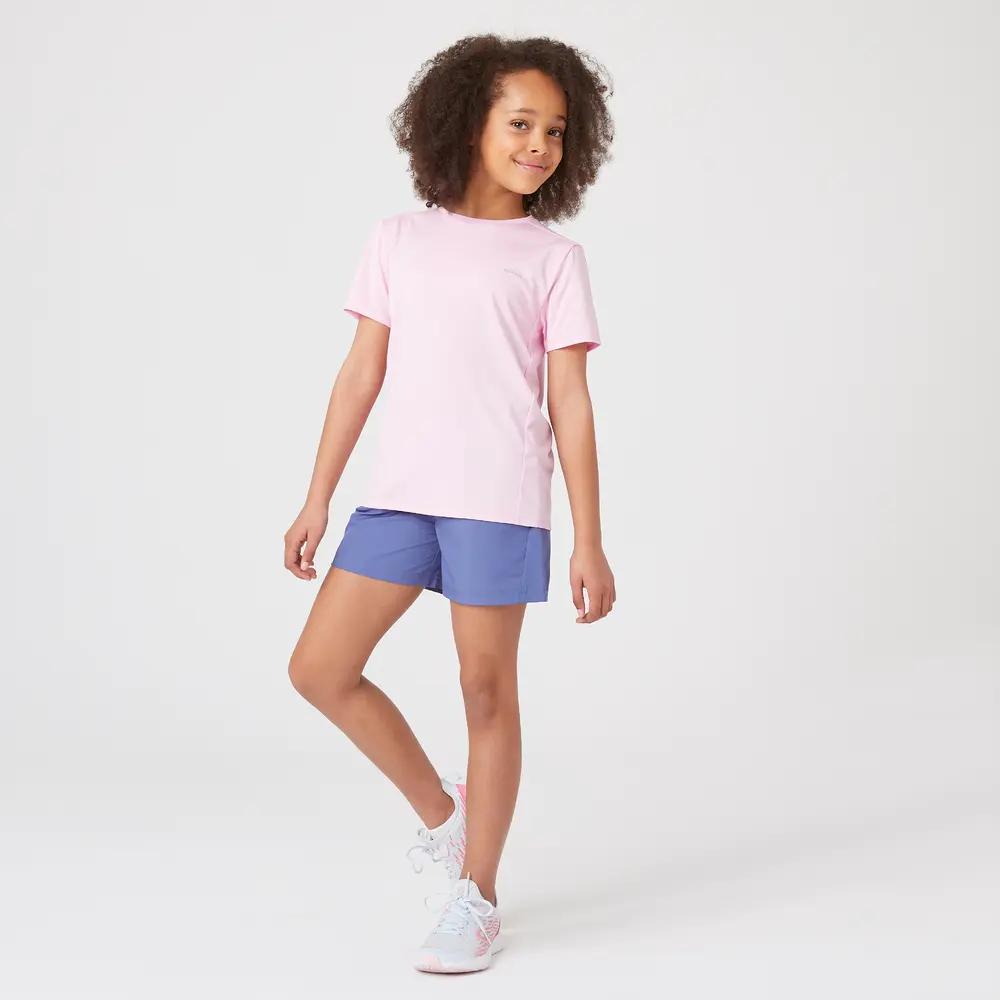 DECATHLON AT TS100 Letter Crew Neck Short Sleeve T-Shirt Pink Kids