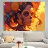 1pc Death's Day party banner featuring vivid Mexican skull and peanut designs  no need for electricity