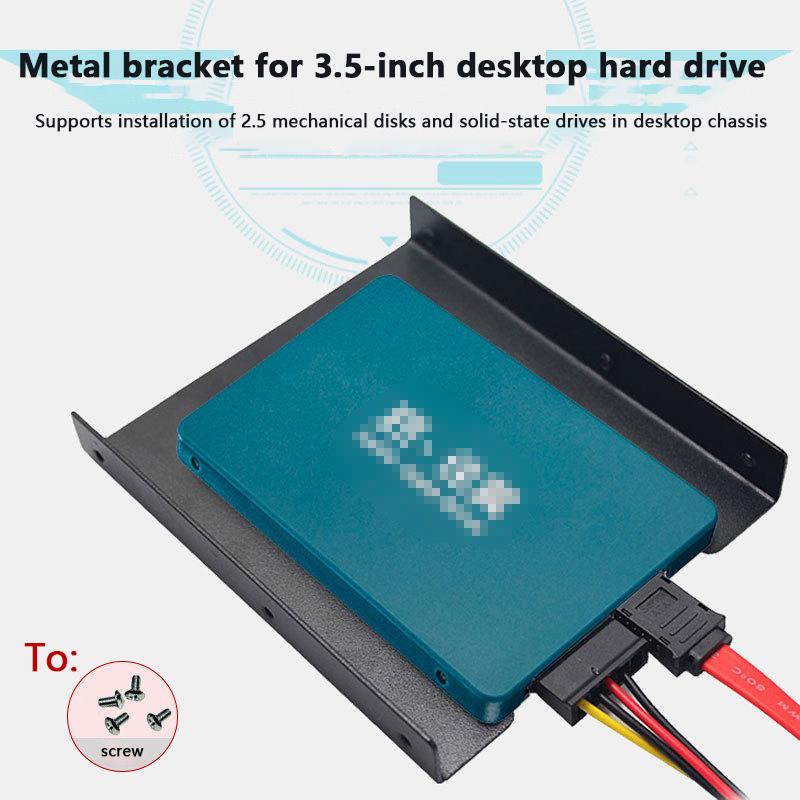 Black 2.5" Skids For Ssd To 3.5" Bay Caddy Tray Hard Drive Hdd Metal Mounting Dock Tray Bracket Adapter Converter Enclosure