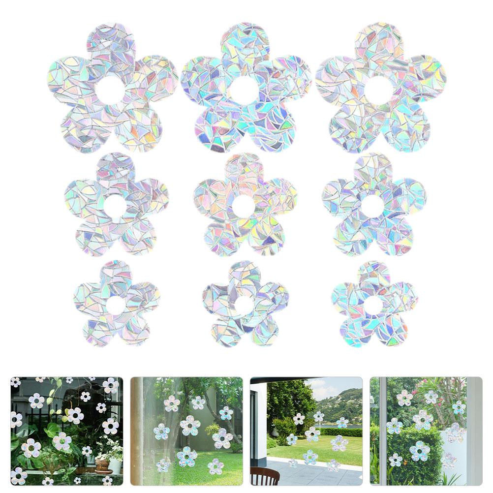 9 Stück Kleine Blume Fenster Muster Aufkleber Dekorative Aufkleber Blumen Antikollisions-PVC-Aufkleber
