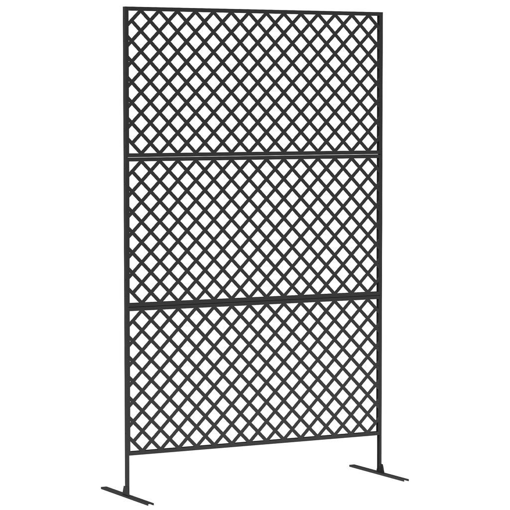 Paravent Extérieur, Écran Mural en Métal pour Patio, Porche, Jardin, Treillis Autoportant, Acier, Noir