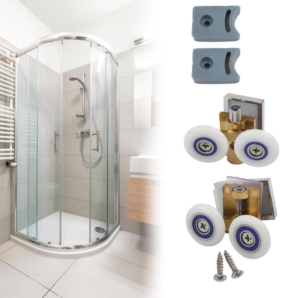 Bathroom Renovation Double Shower Wheels Chrome Shower Door Parts Shower Door Accessories Easy DIY Installation