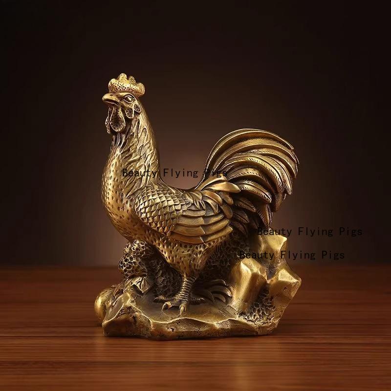 Metal Zodiac Chicken Ornament Home Decoration TV Cabinet Chicken Decoration Feng Shui Accessories Chinese Style Chicken Statue